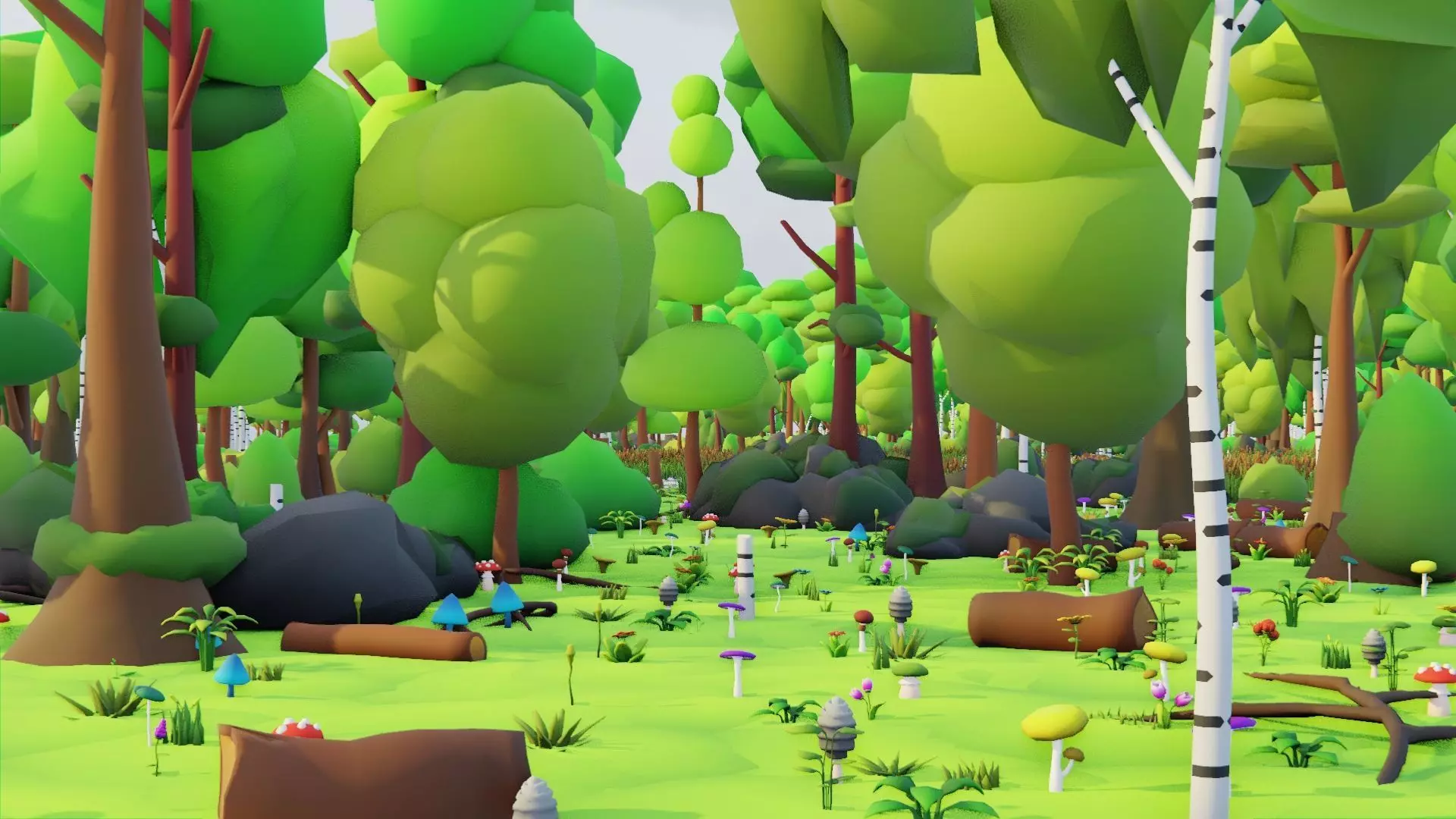 Low Poly Seasonal Forest Biome Low-poly 3D model_3