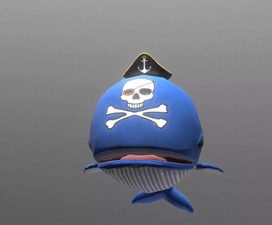 LITTLE BLUE WHALE Playing Fbx Pbr Animated 3D model_2