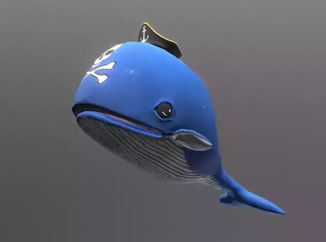 LITTLE BLUE WHALE Playing Fbx Pbr Animated
