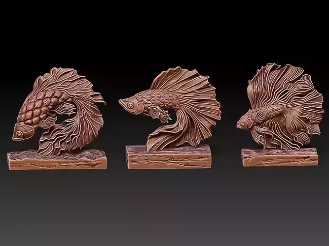 Wood Carving Fish Statue M79 