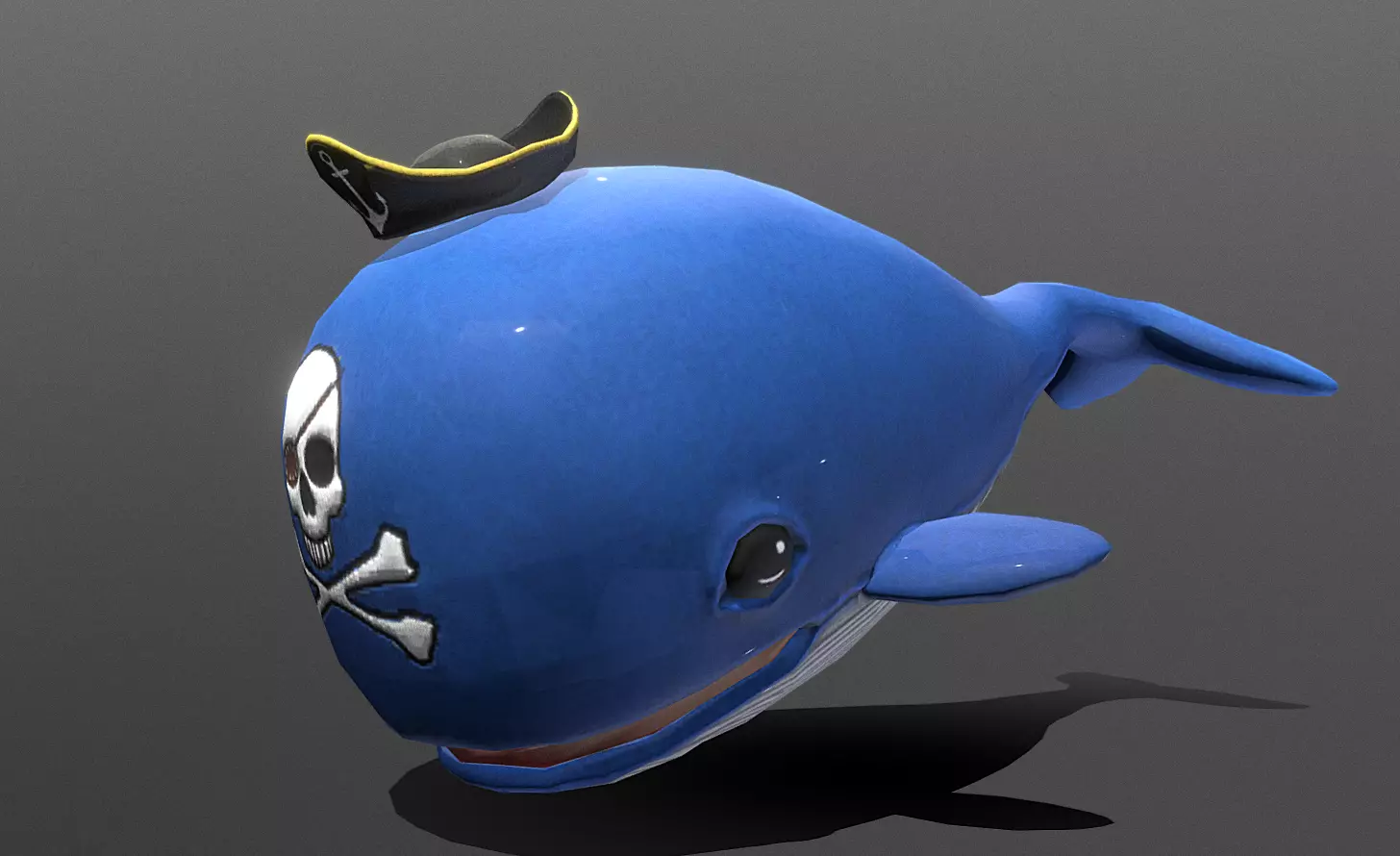 LITTLE BLUE WHALE Dive Play Fbx Pbr Animated 3D model_1