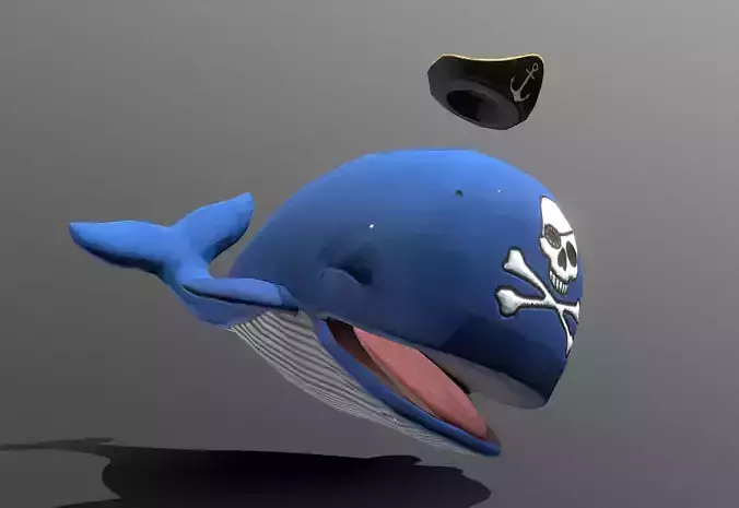 LITTLE BLUE WHALE Dive Play Fbx Pbr Animated