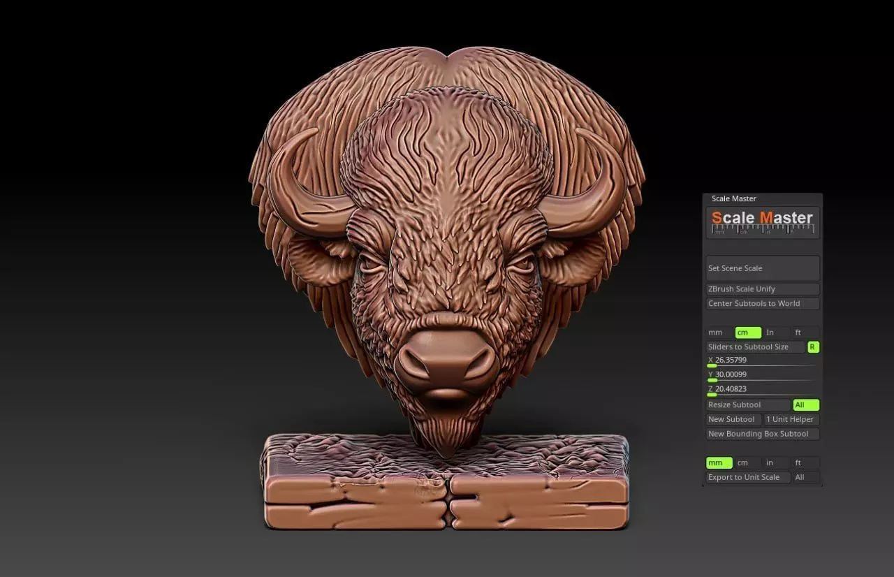 Wood carving buffalo statue M81 3D print model_8
