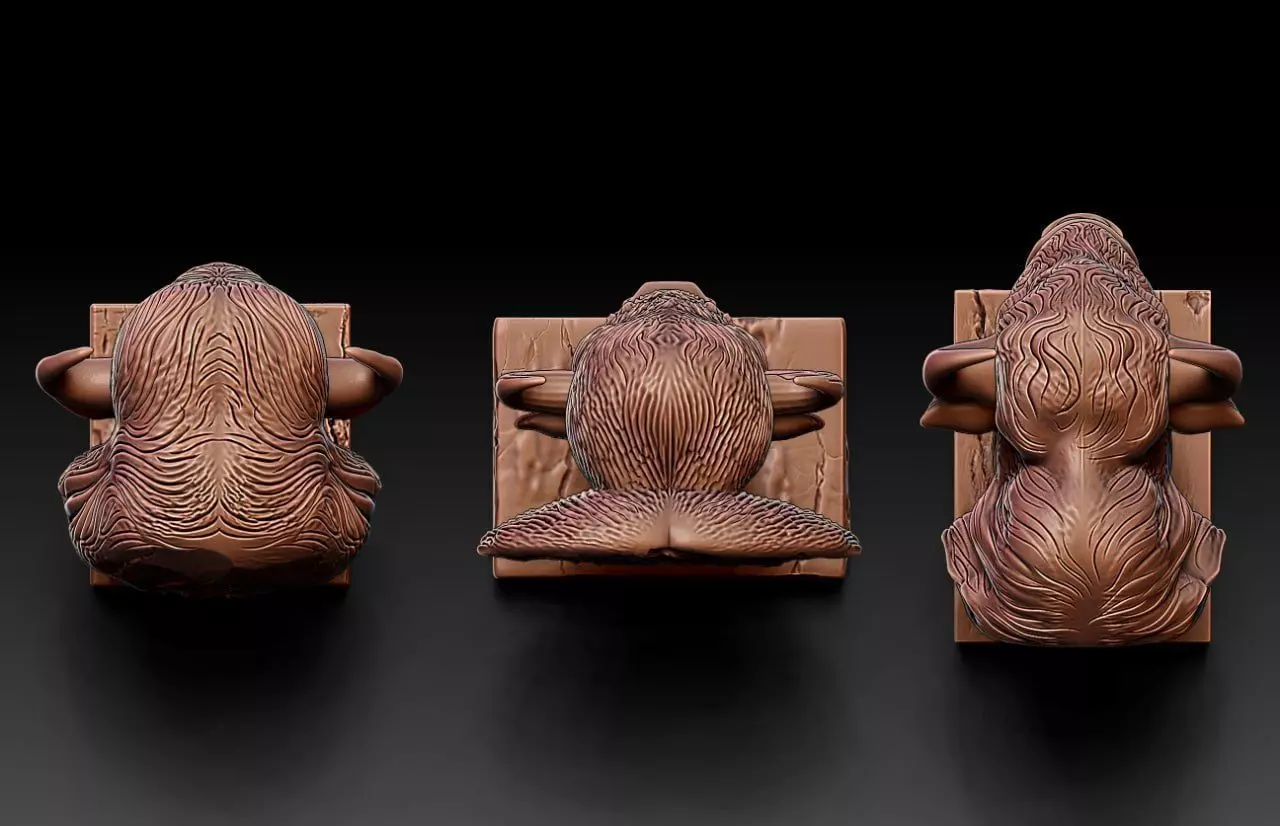 Wood carving buffalo statue M81 3D print model_4