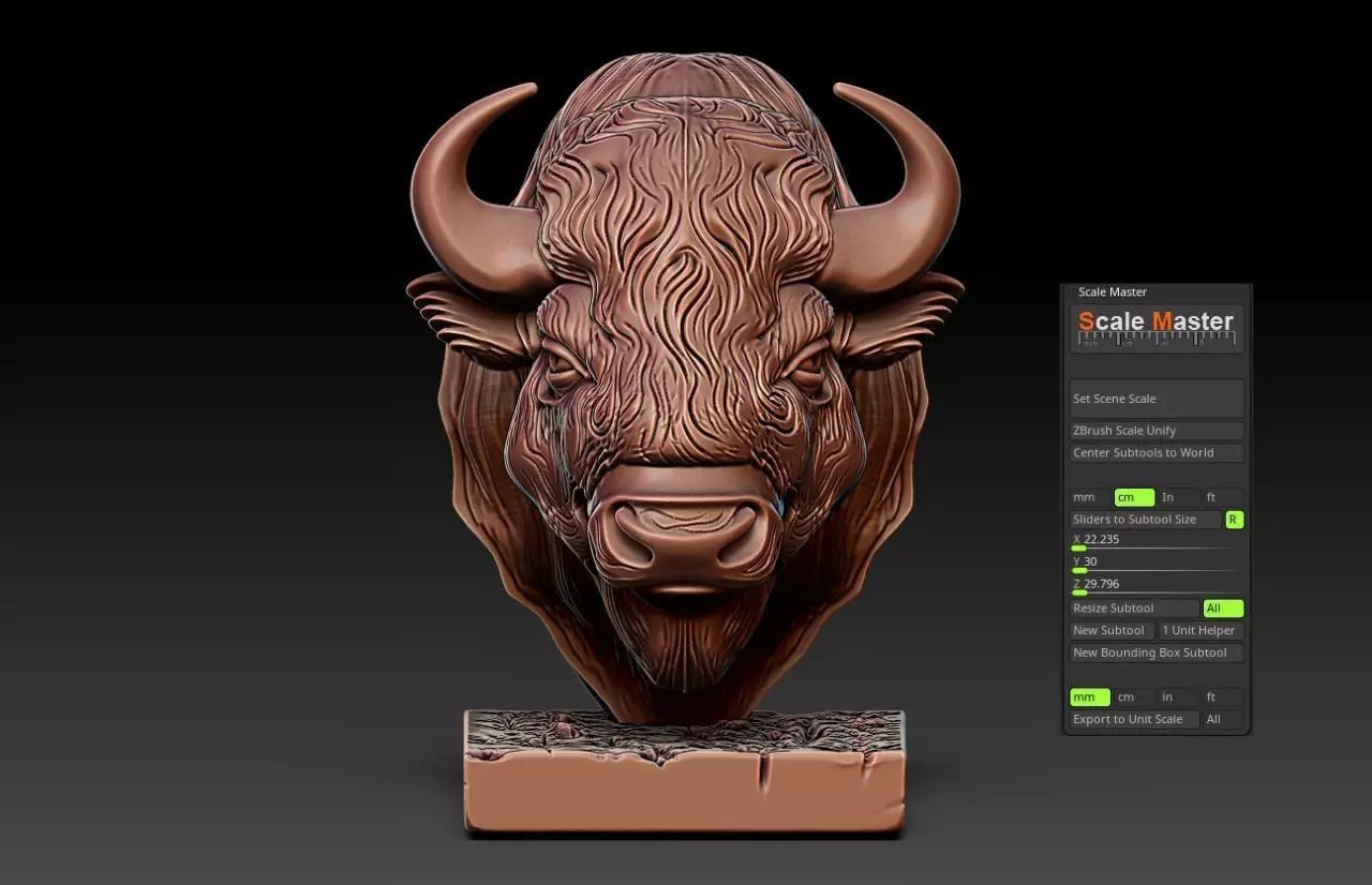 Wood carving buffalo statue M81 3D print model_7