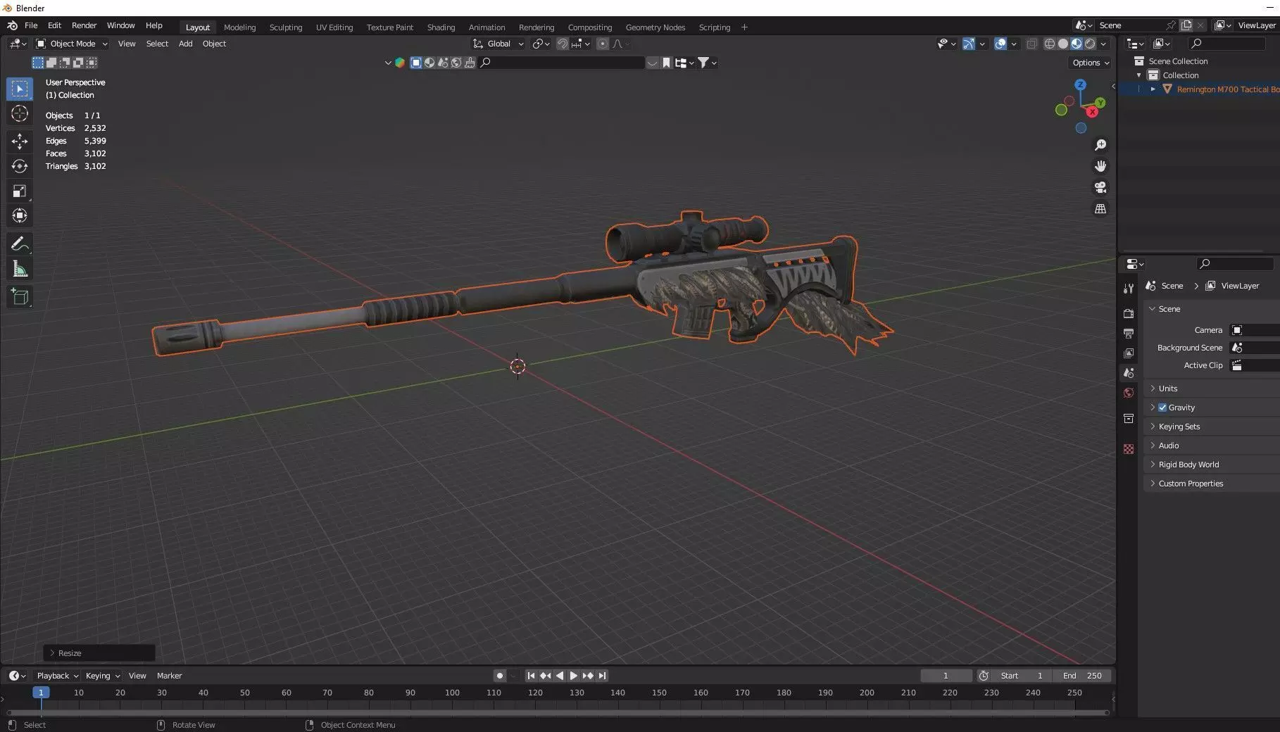 Remington M700 Tactical Bolt-action Sniper Rifle 3D Model Low-poly 3D model_8
