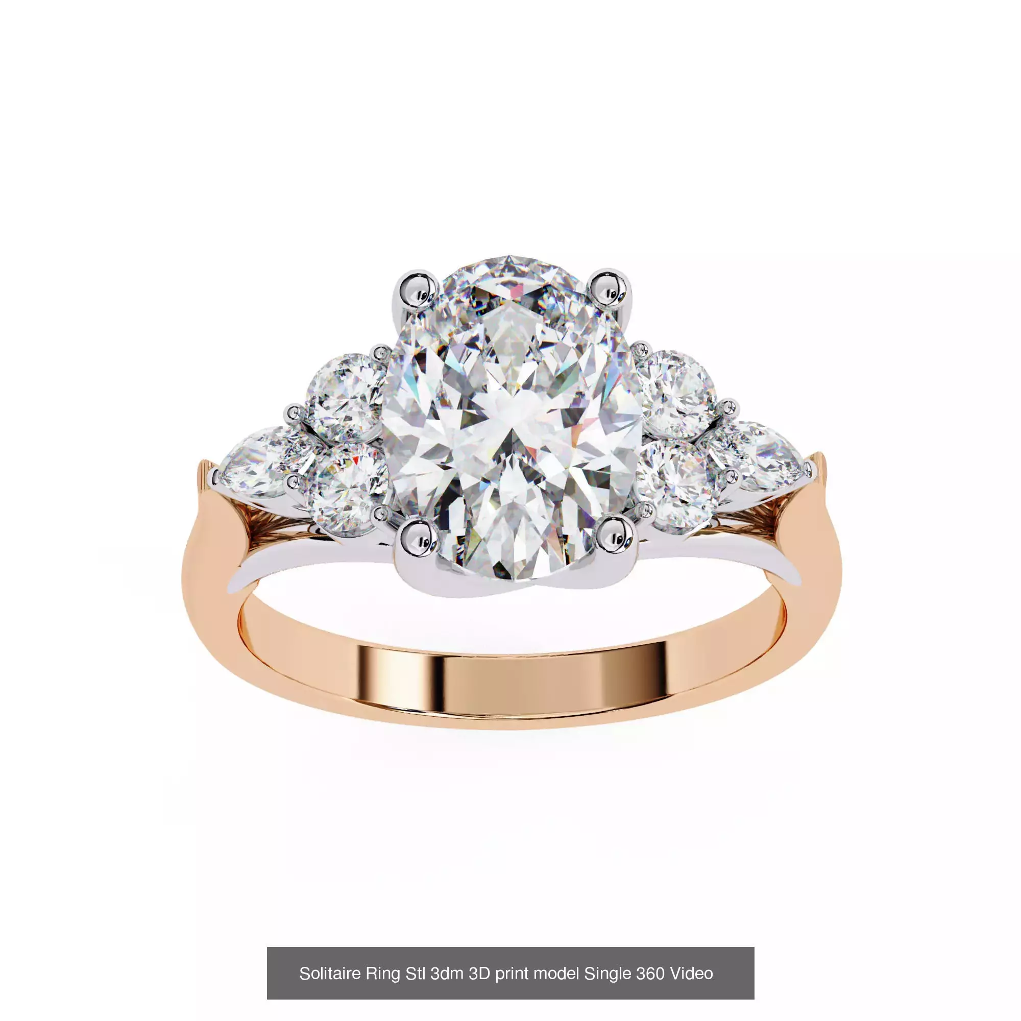 300 Solitaire Ring 3dm stl White Video detail render Collection _12