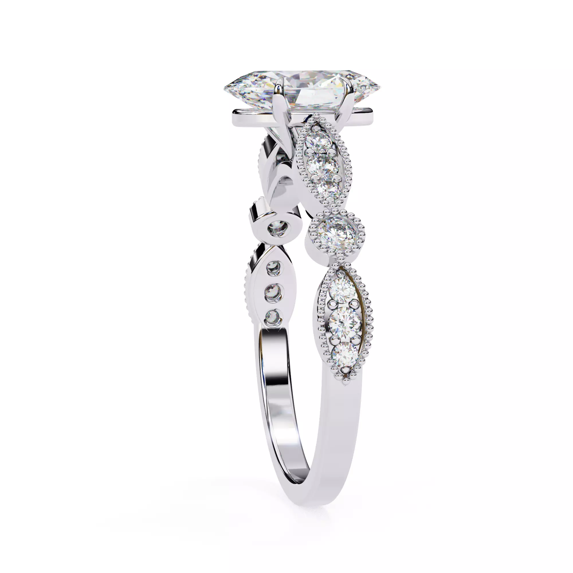 300 Solitaire Ring 3dm stl White Video detail render Collection _41