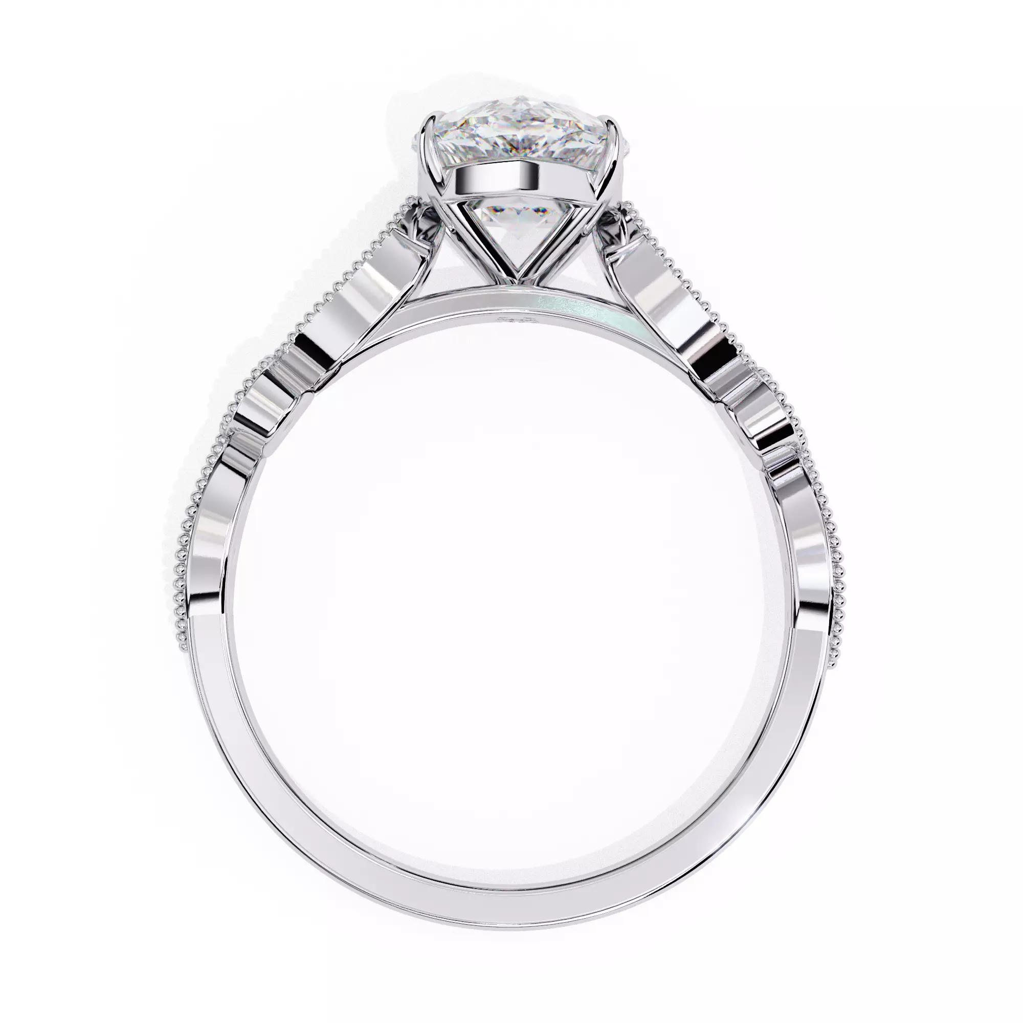 300 Solitaire Ring 3dm stl White Video detail render Collection _46