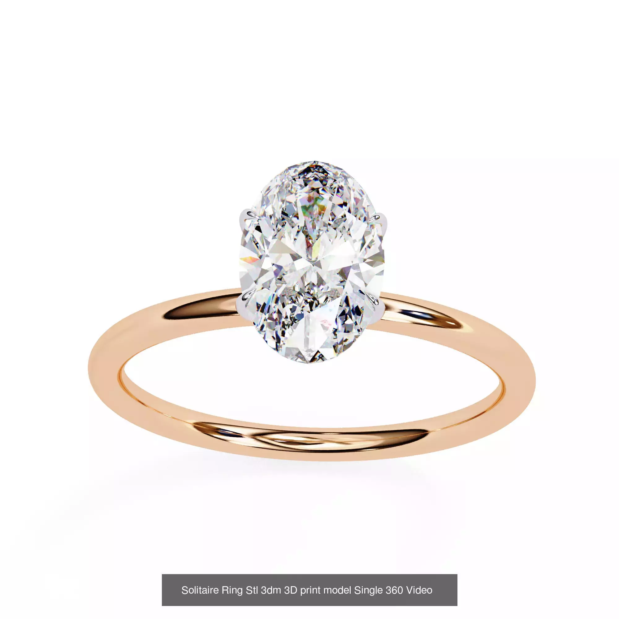 300 Solitaire Ring 3dm stl White Video detail render Collection _14
