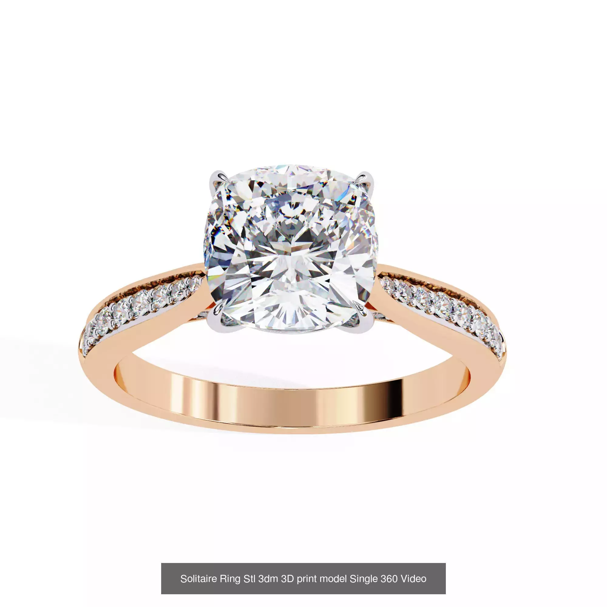 300 Solitaire Ring 3dm stl White Video detail render Collection _16