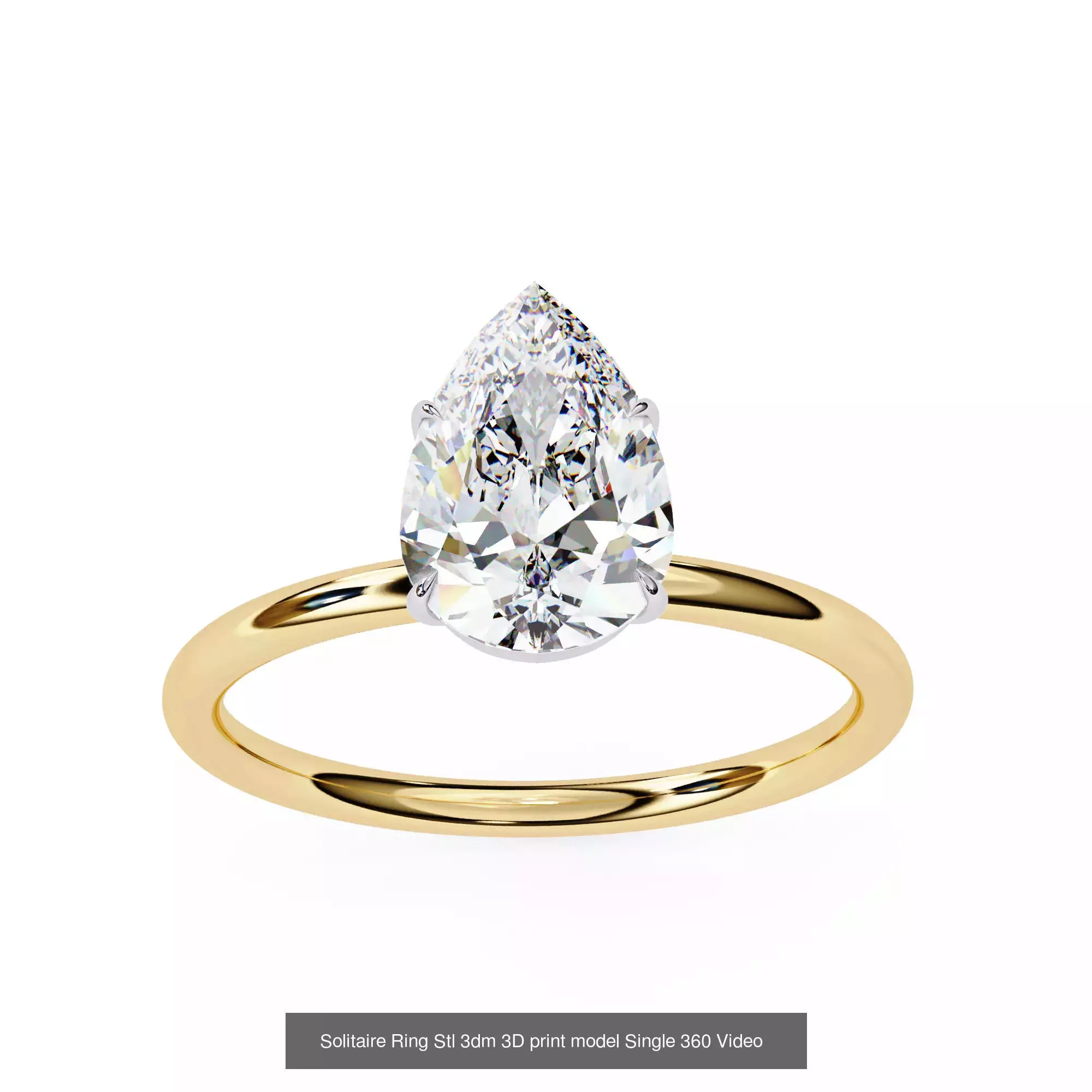 300 Solitaire Ring 3dm stl White Video detail render Collection _13