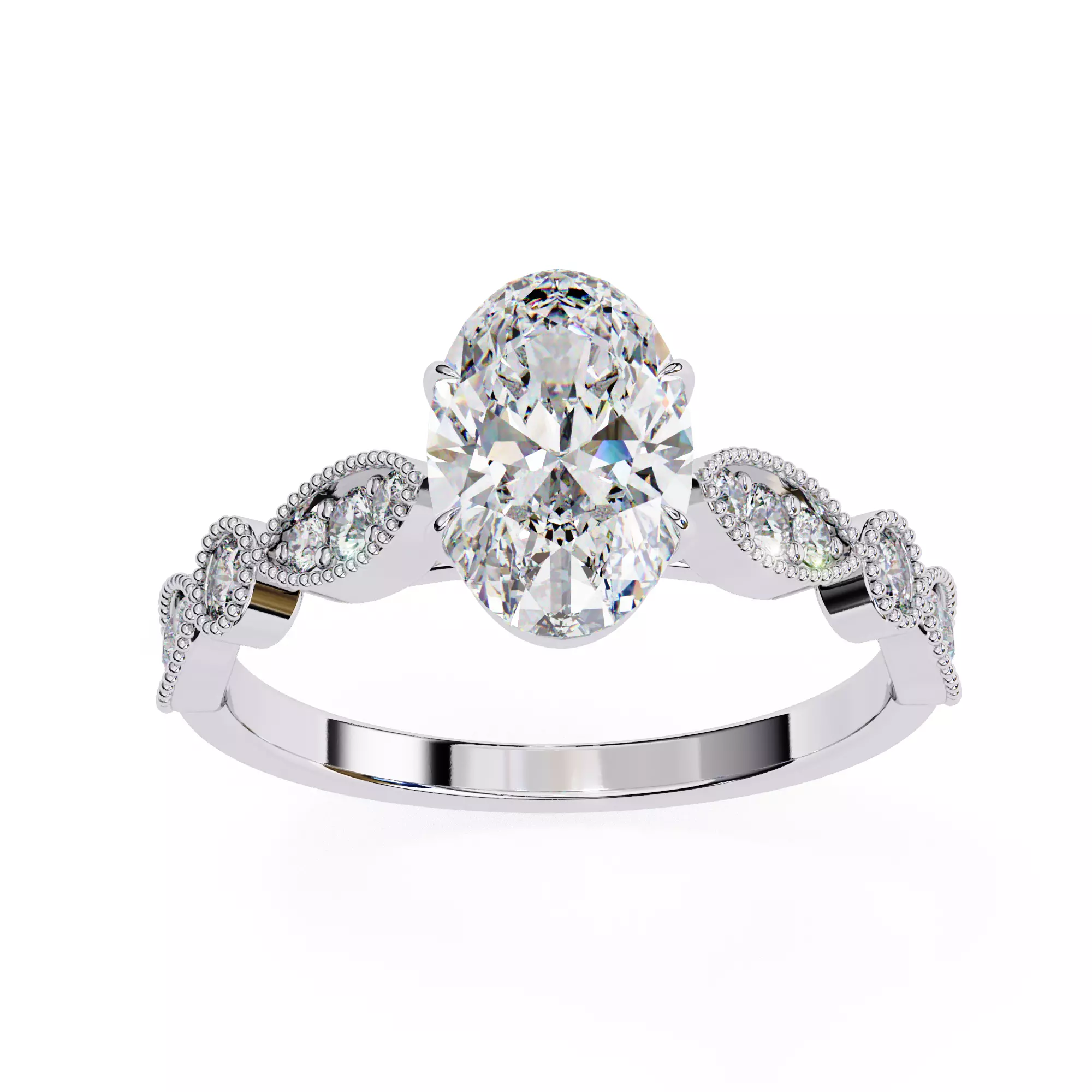 300 Solitaire Ring 3dm stl White Video detail render Collection _57