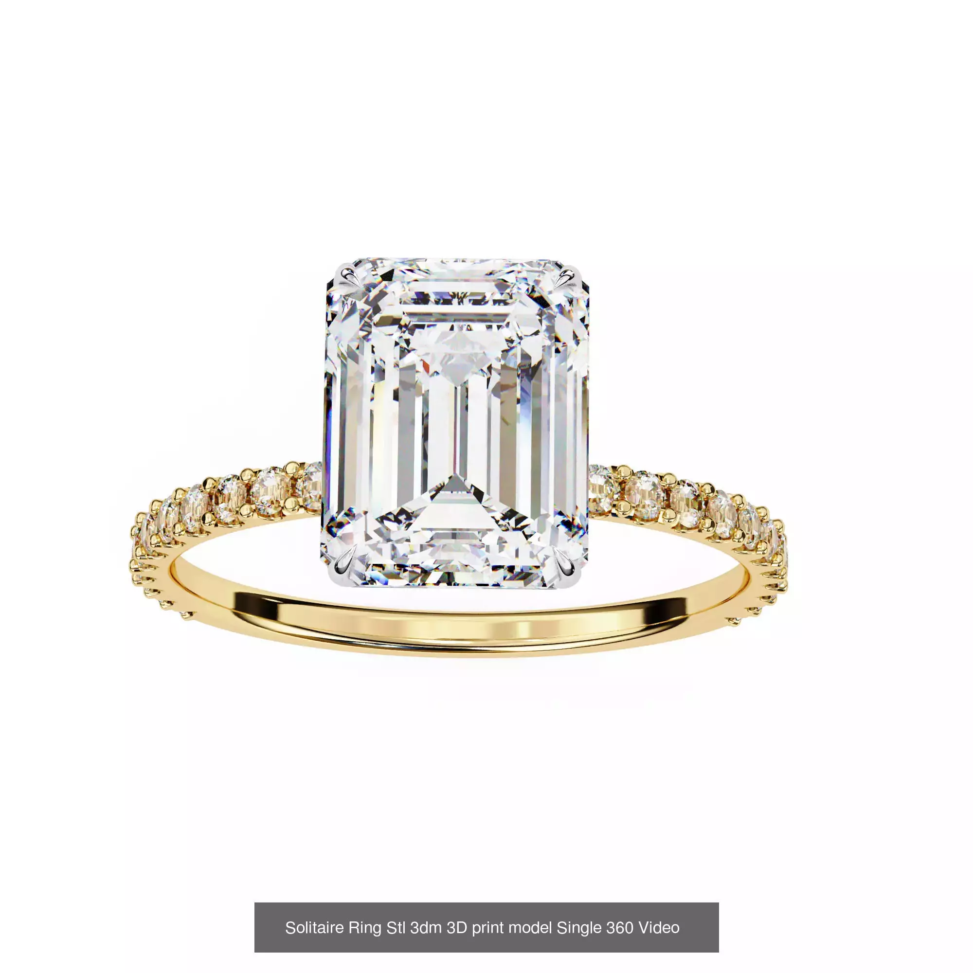 300 Solitaire Ring 3dm stl White Video detail render Collection _15