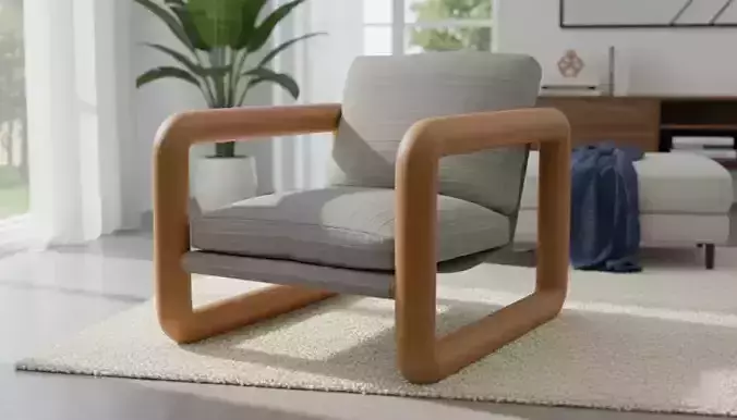 Modern Eames Wooden chair  High Quality PBR 3D Model 