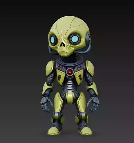 Bio-Mechanical Alien - Stylized Sci-Fi Robot Creature 3D Model