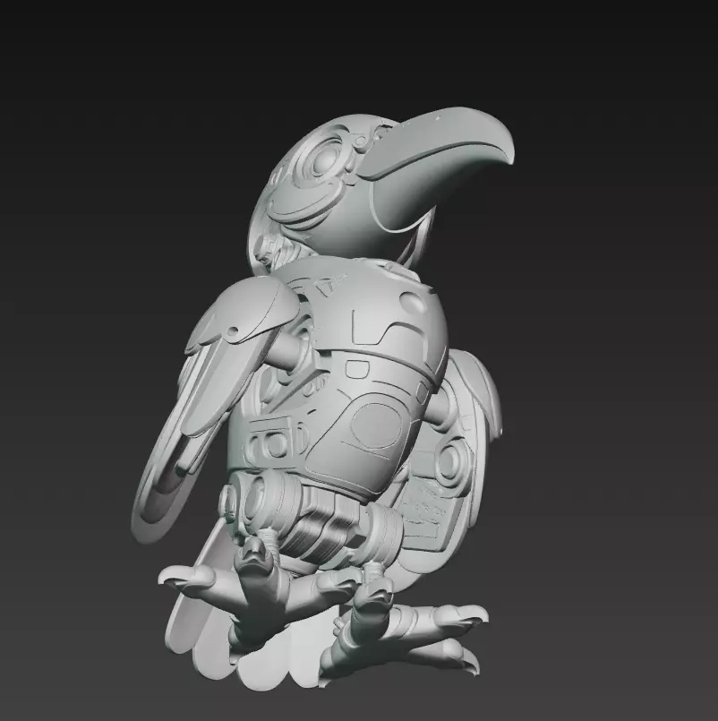 Pink Mecha Bird - Futuristic Robotic Creature 3D Model 3D print model_6