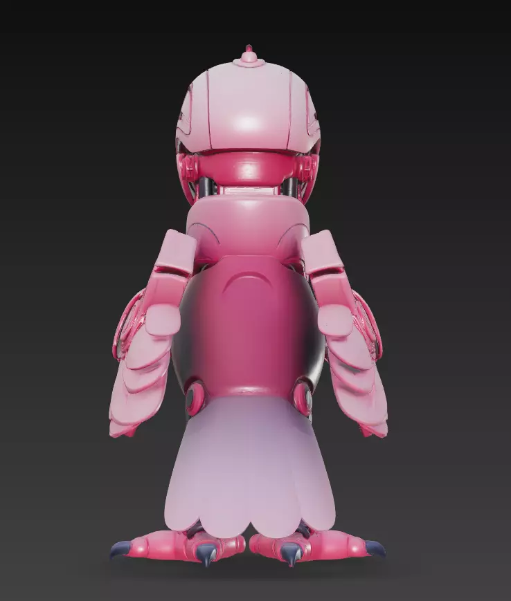 Pink Mecha Bird - Futuristic Robotic Creature 3D Model 3D print model_5