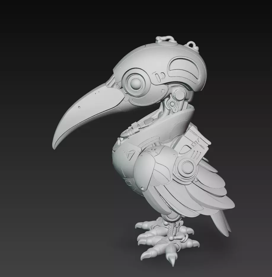Pink Mecha Bird - Futuristic Robotic Creature 3D Model 3D print model_8