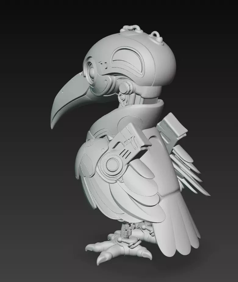 Pink Mecha Bird - Futuristic Robotic Creature 3D Model 3D print model_9