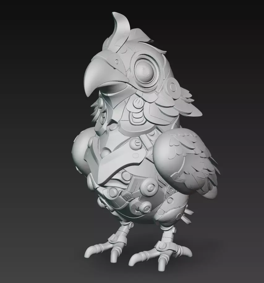 Pink Cyber Chick - Stylized Mecha Bird 3D Model 3D print model_10