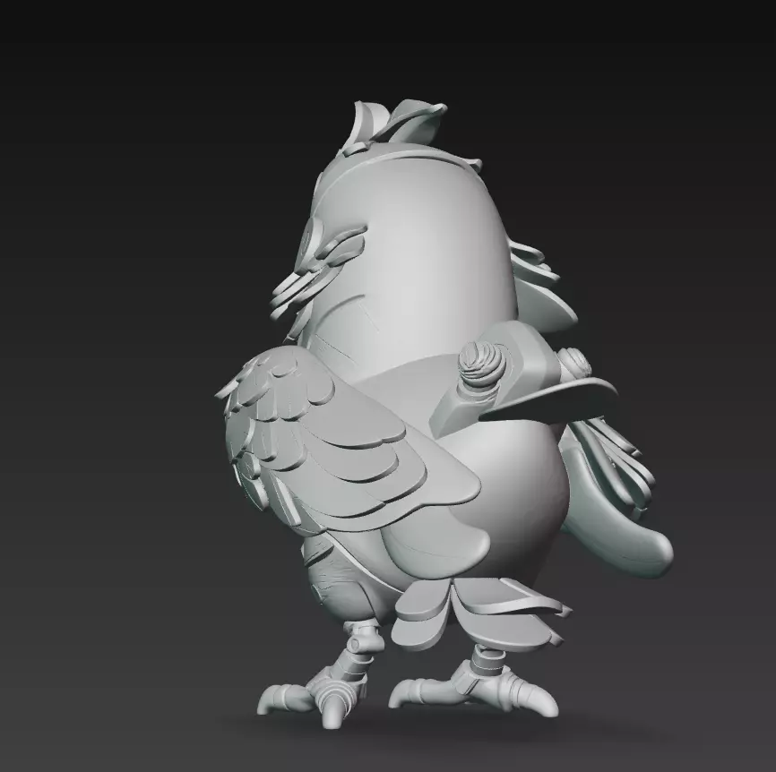 Pink Cyber Chick - Stylized Mecha Bird 3D Model 3D print model_6