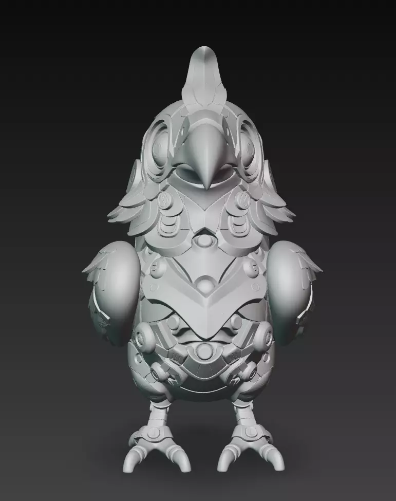 Pink Cyber Chick - Stylized Mecha Bird 3D Model 3D print model_9