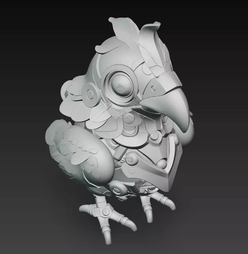 Pink Cyber Chick - Stylized Mecha Bird 3D Model 3D print model_7
