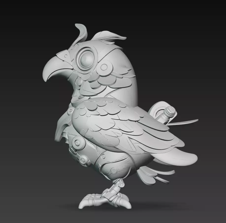 Pink Cyber Chick - Stylized Mecha Bird 3D Model 3D print model_11