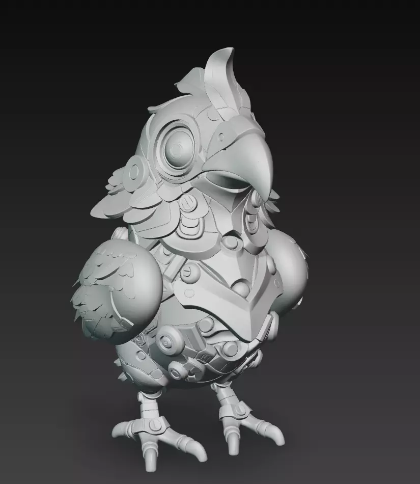Pink Cyber Chick - Stylized Mecha Bird 3D Model 3D print model_8