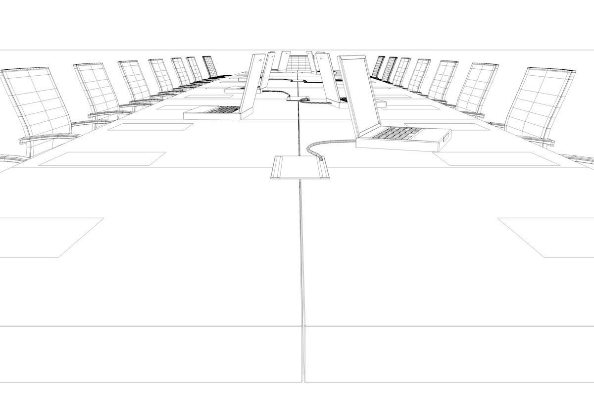 Meeting Table and Chair Low-poly 3D model_3