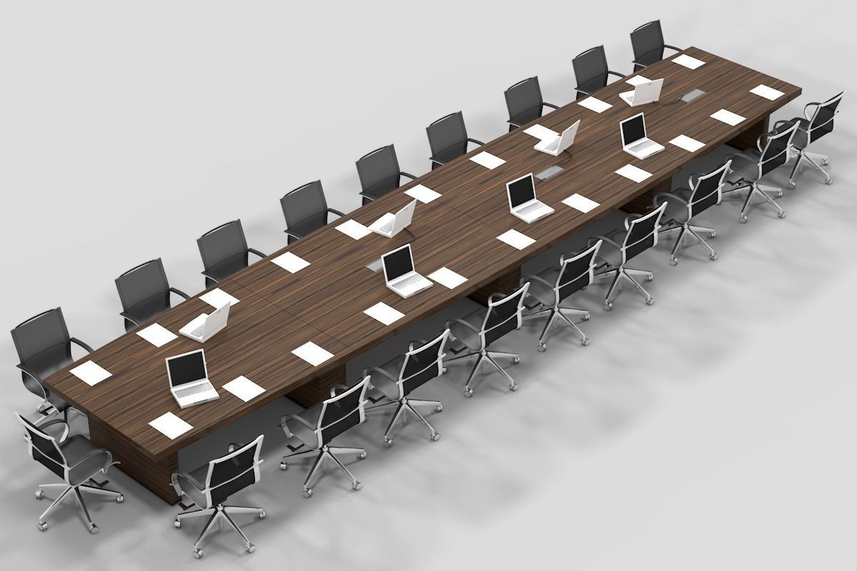 Meeting Table and Chair Low-poly 3D model_6