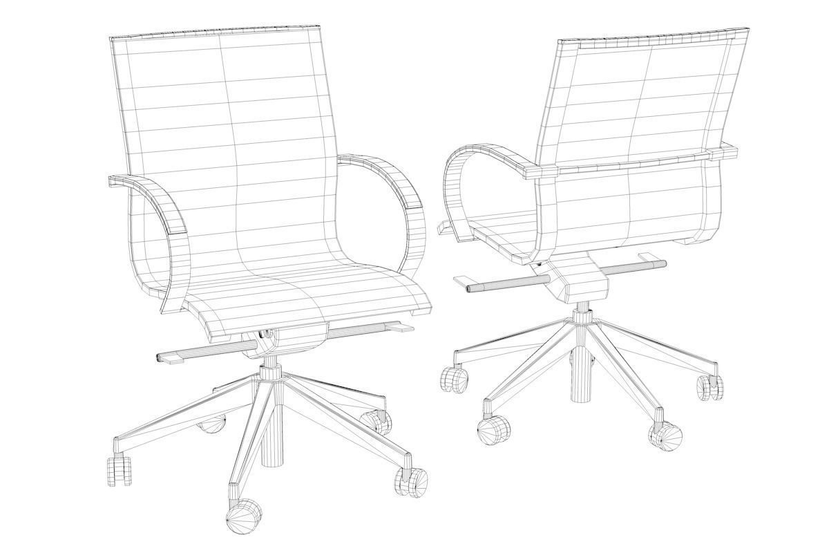 Meeting Table and Chair Low-poly 3D model_10