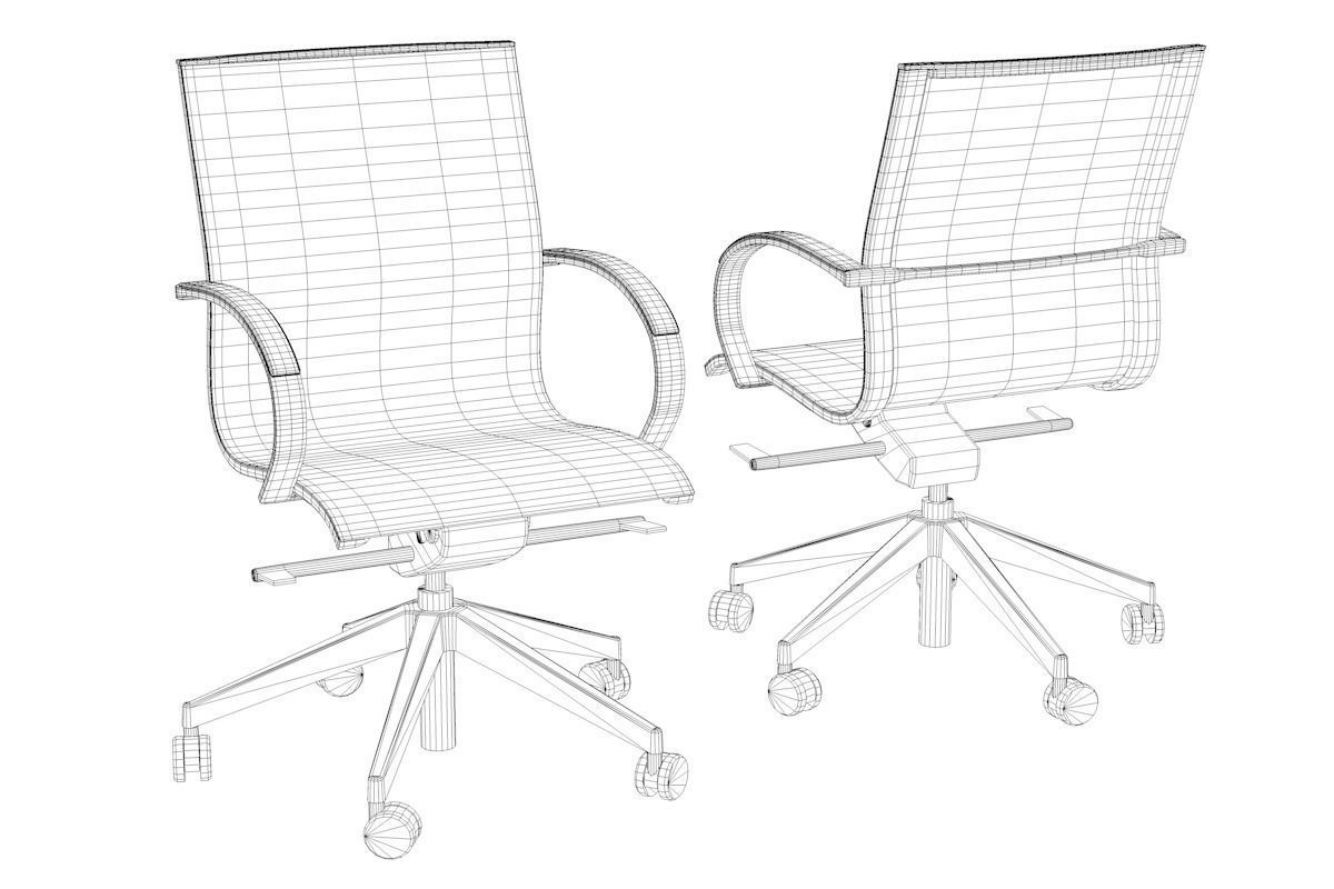 Meeting Table and Chair Low-poly 3D model_9