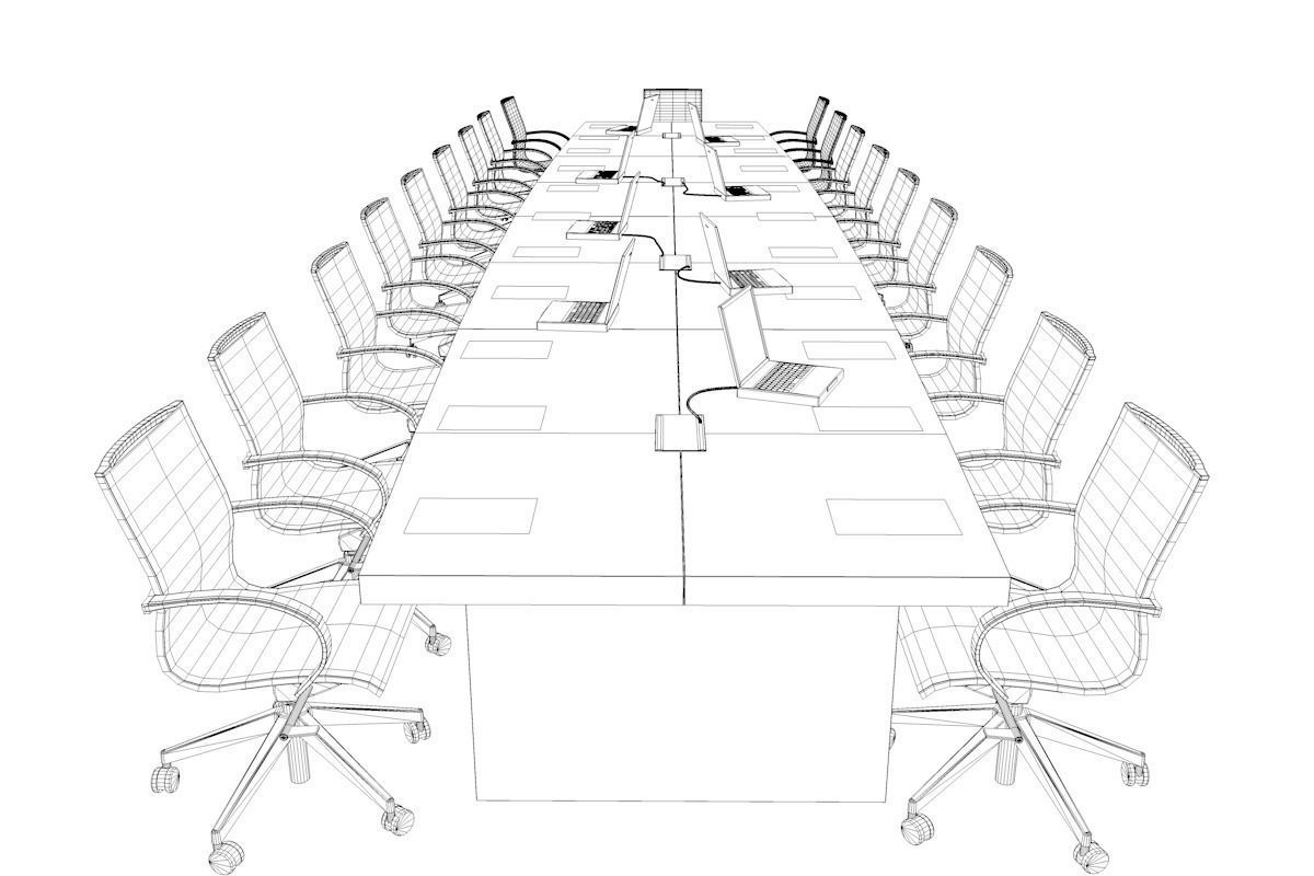 Meeting Table and Chair Low-poly 3D model_5