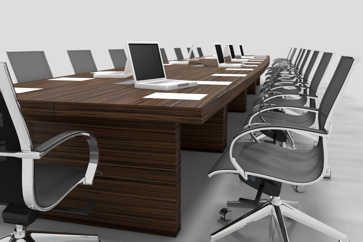 Meeting Table and Chair Low-poly 3D model_0