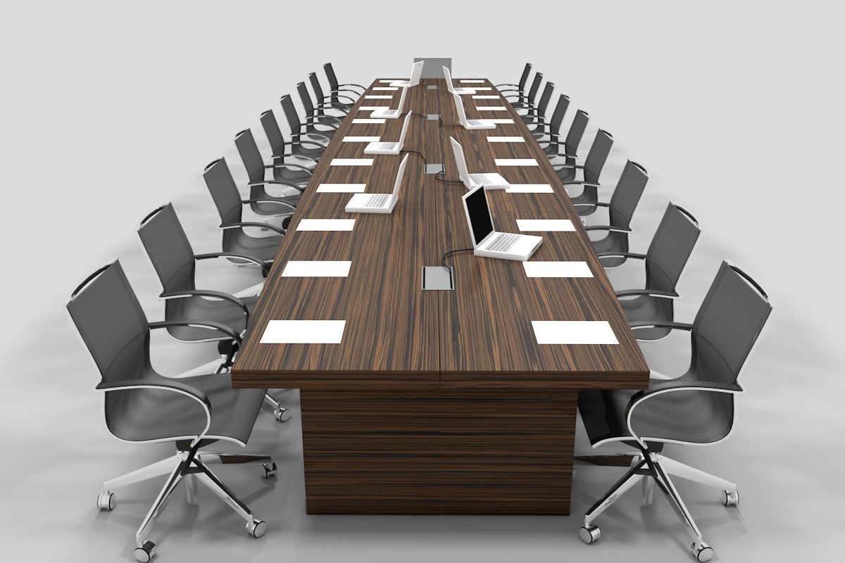 Meeting Table and Chair Low-poly 3D model_4