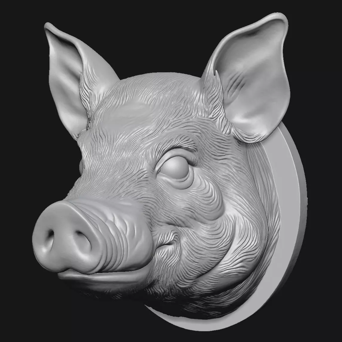 pig sculpture 3D print model_1