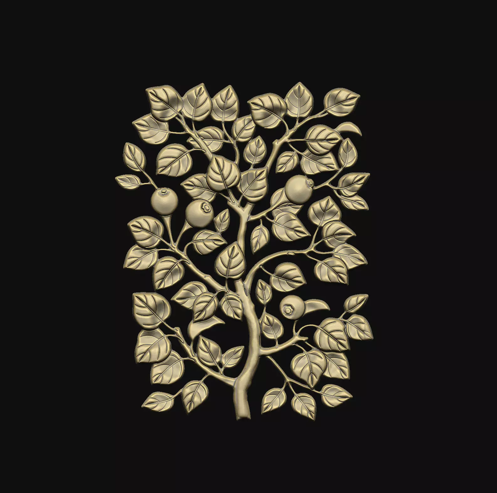 classic relief cnc art leave tree gothic old vintage floral 3D print model