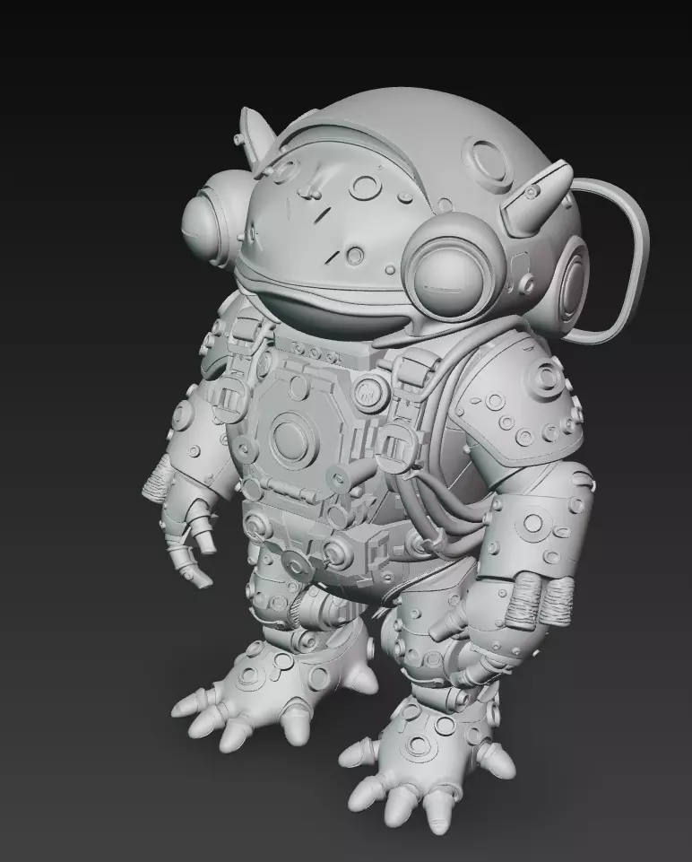 Emerald Mecha Toad - Stylized Robotic Amphibian 3D Model 3D print model_7