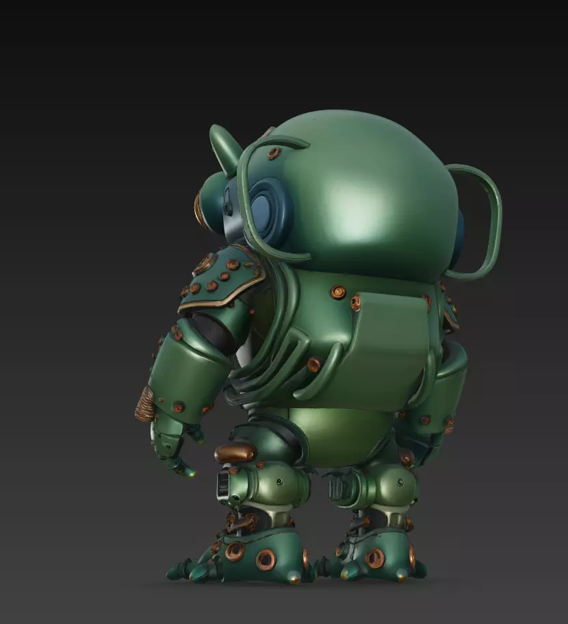 Emerald Mecha Toad - Stylized Robotic Amphibian 3D Model 3D print model_6
