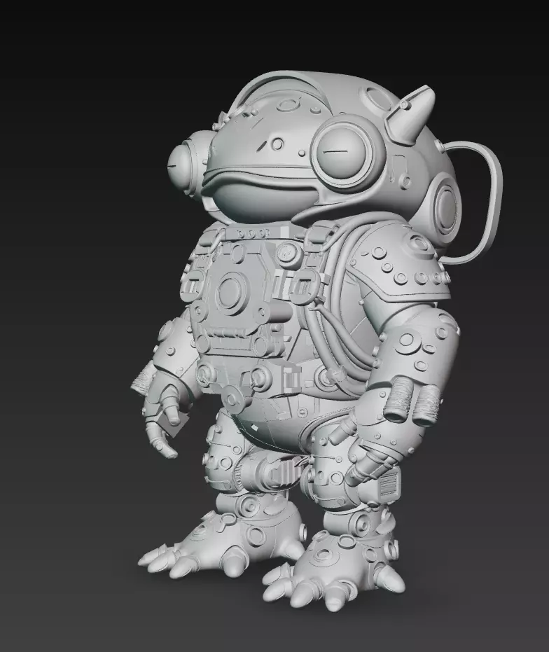Emerald Mecha Toad - Stylized Robotic Amphibian 3D Model 3D print model_10