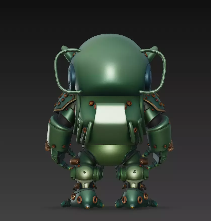 Emerald Mecha Toad - Stylized Robotic Amphibian 3D Model 3D print model_5