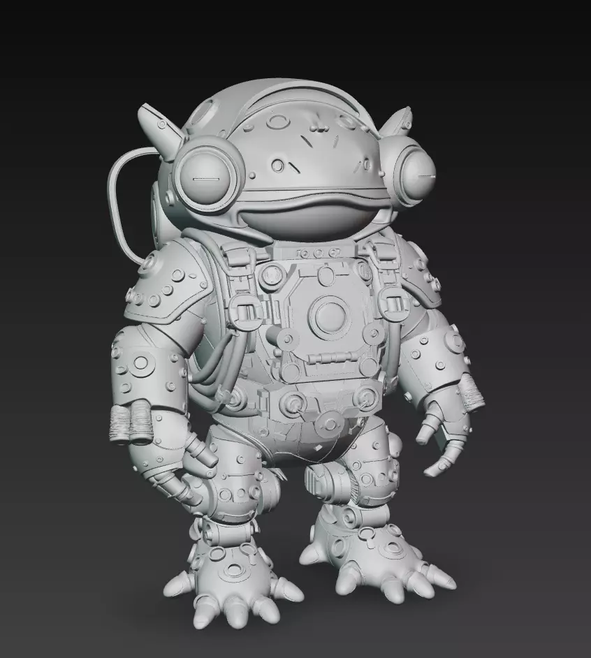Emerald Mecha Toad - Stylized Robotic Amphibian 3D Model 3D print model_8
