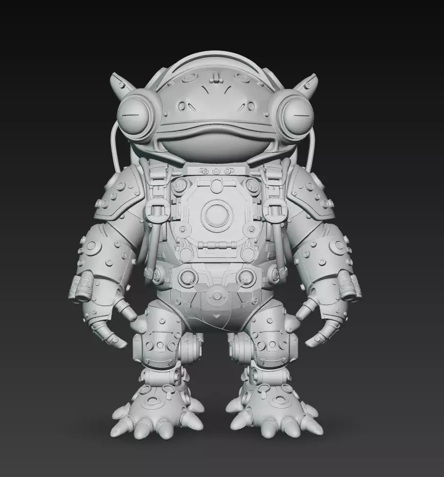 Emerald Mecha Toad - Stylized Robotic Amphibian 3D Model 3D print model_9
