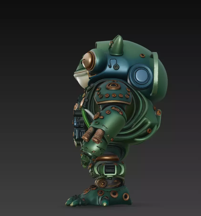Emerald Mecha Toad - Stylized Robotic Amphibian 3D Model 3D print model_2