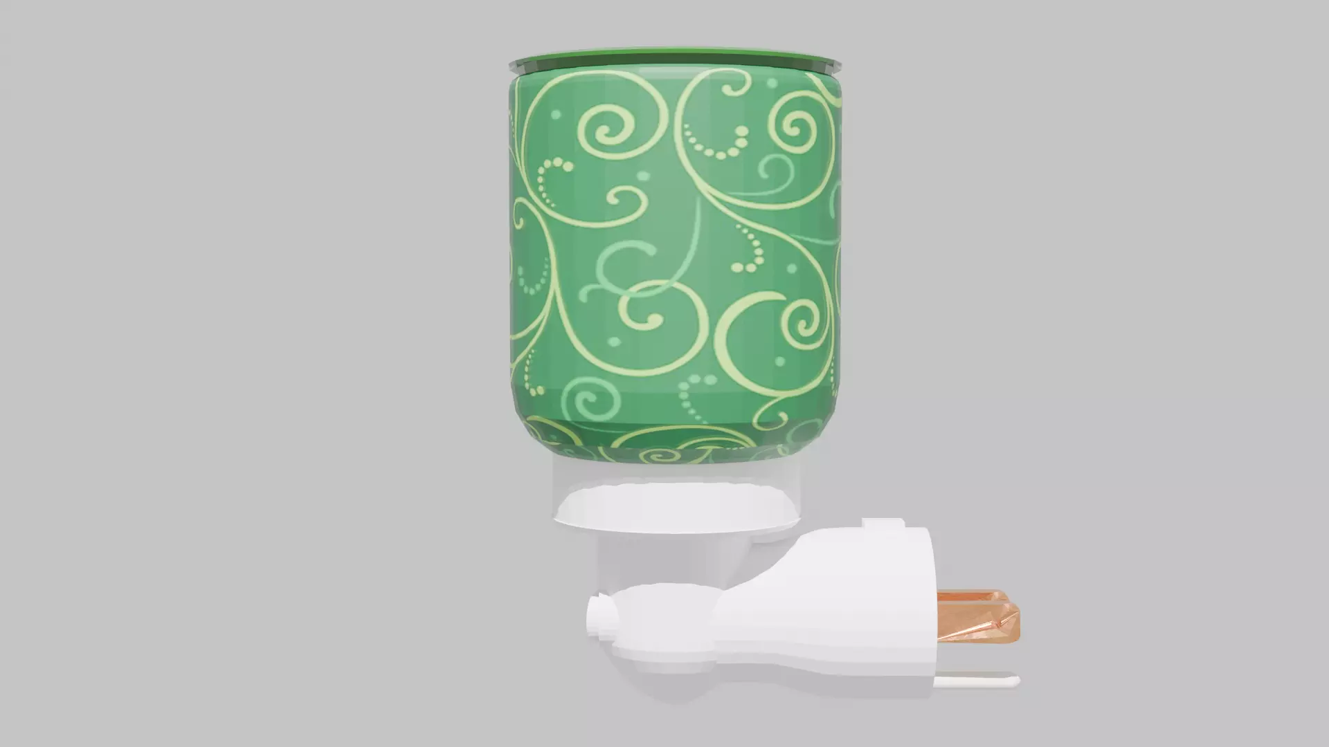 Green Swirls Mini Plugin Wax Warmer Low-poly 3D model_3