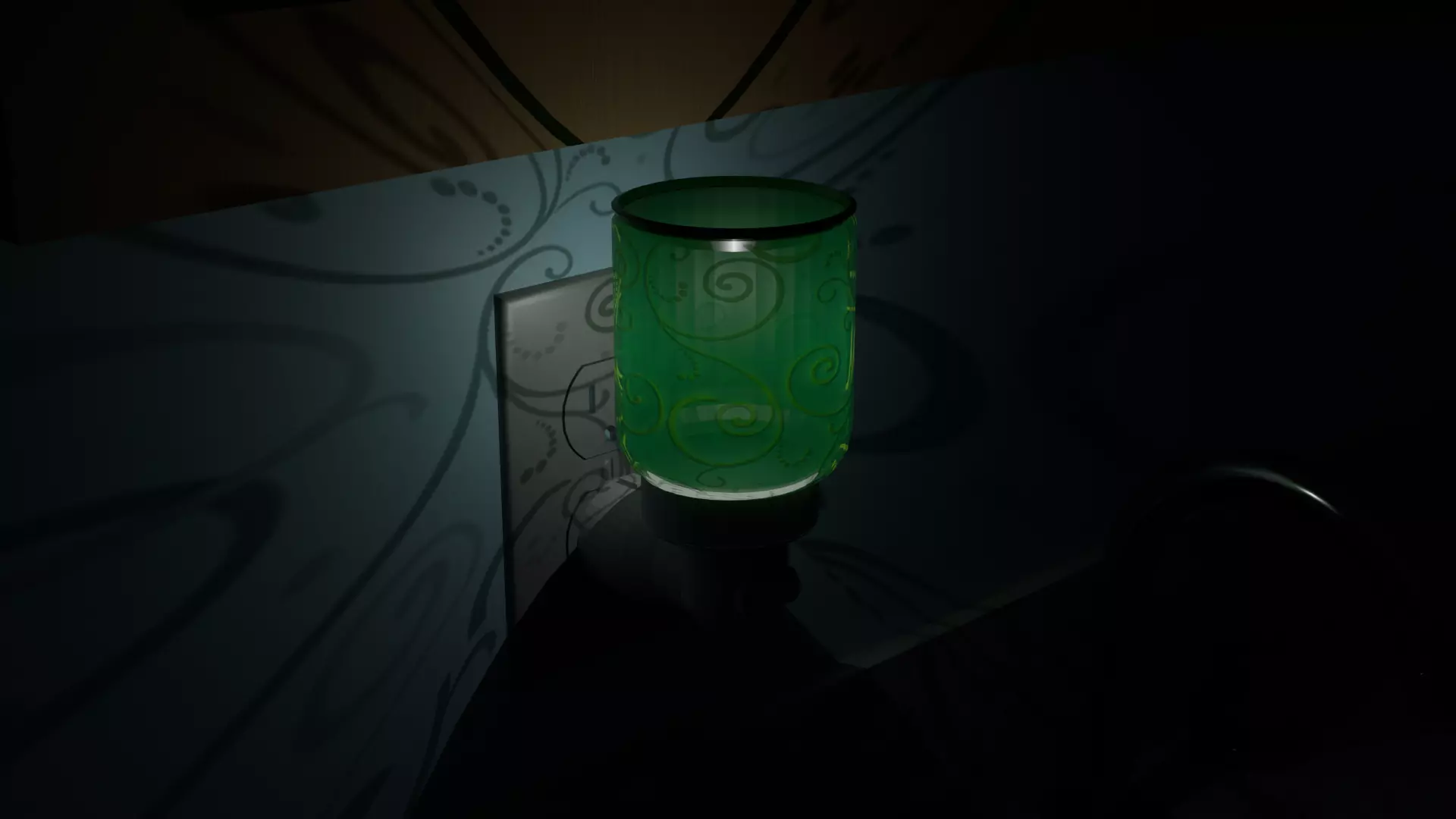 Green Swirls Mini Plugin Wax Warmer Low-poly 3D model_1