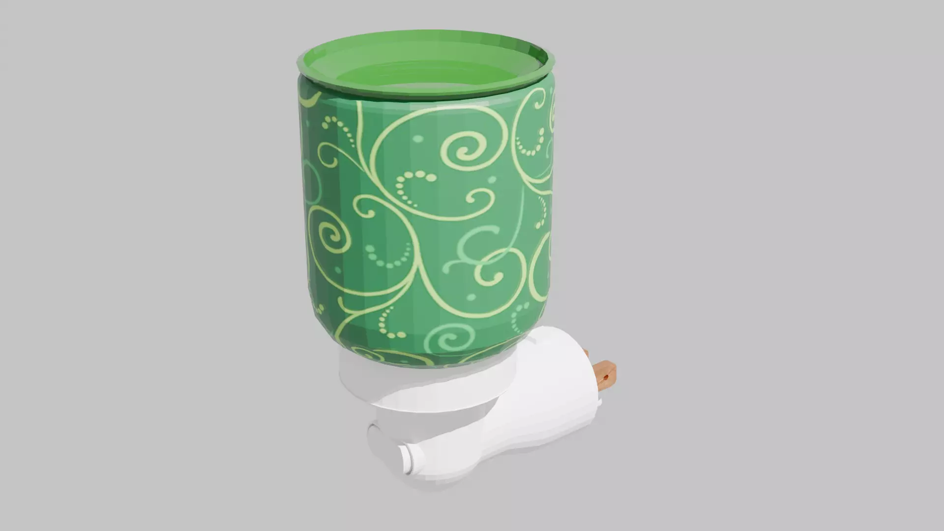 Green Swirls Mini Plugin Wax Warmer Low-poly 3D model_2