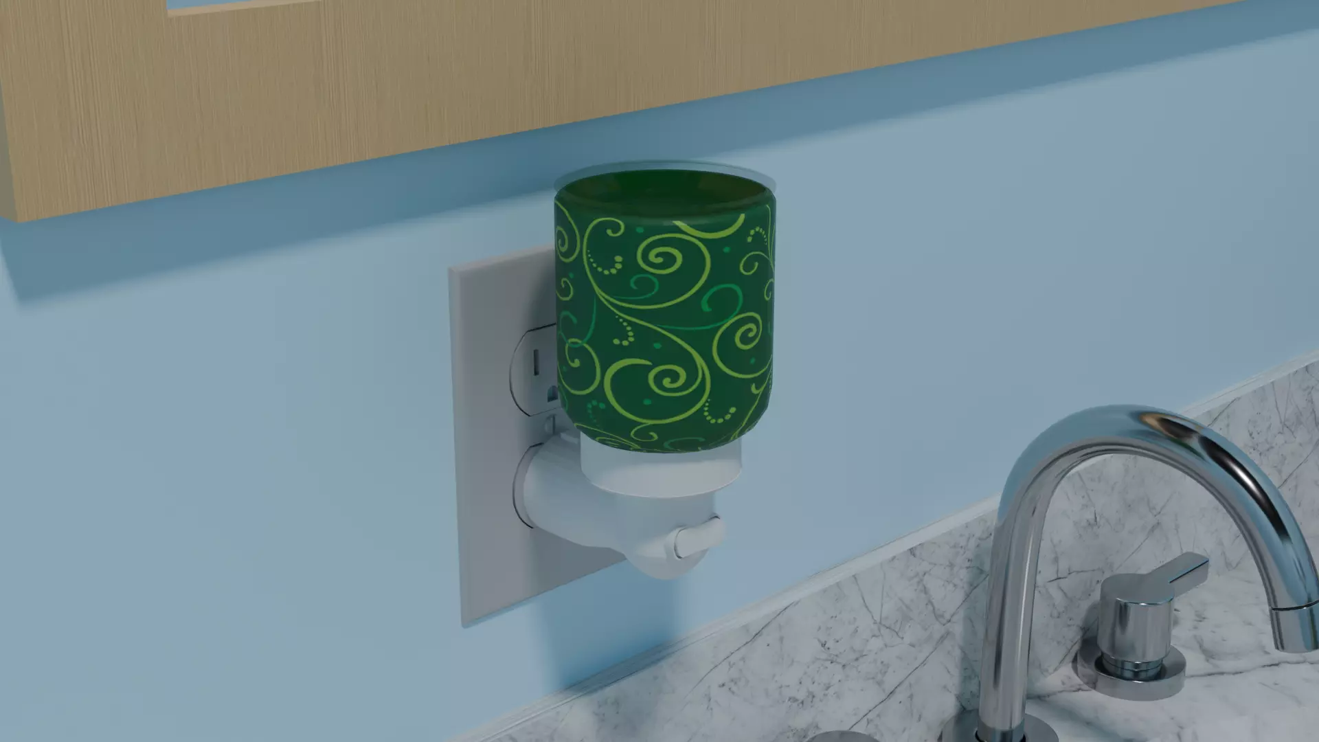 Green Swirls Mini Plugin Wax Warmer Low-poly 3D model_0